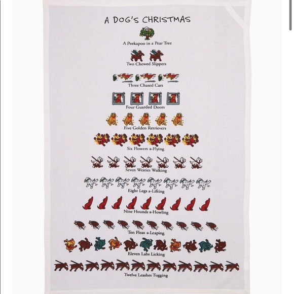 Twelve Days Of Dog Lovers Christmas Dish Towel - Picture 1 of 6